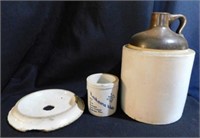 Antique 1 gallon crock whiskey jug - Butter churn