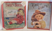 2 Vintage metal advertising signs 9.5" x 12",