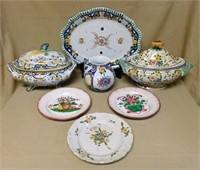 Hand Painted French and Italian Ceramics.