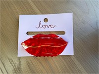 Love brand red Lips shaped  Claw type Hair Clip