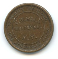 Civil War Merchant Token: Whitehall, N.Y. - E.W.