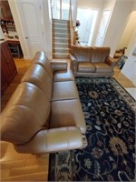 Leather couch and loveseat with nailheads