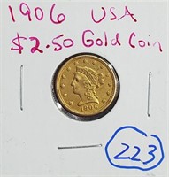 1906 US $2.50 liberty head gold quarter eagle