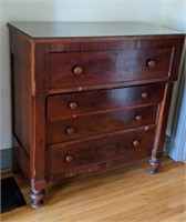 Antique Four Drawer Flame Mahogany Veneer Chest