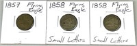1857 & 1858 Flying Eagle One-Cent Pieces.