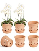 VENSOVO 4 INCH TERRACOTTA ORCHID POTS WITH HOLES