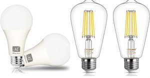 NEW $ 50 4PK - 2 3-Way Led Light & 2 Edison Bulbs