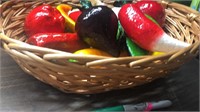 Basket With Decorative Fruits & Vegetables