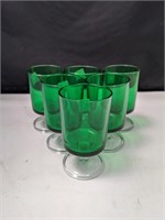 6 Vintage Green Glasses