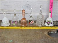 Vntg pink depression glass Kewpie bell lot