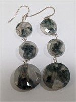 $600 Silver Genuine Gemstone Earrings (~weight 14.