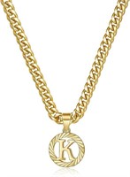 14k Gold-pl. Initial "k" Cuban Chain Necklace