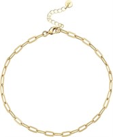 14k Gold-pl. Paperclip Chain Anklet