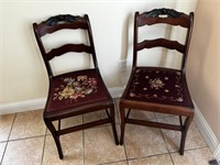 2 Old Hand Stitch Seat Chairs