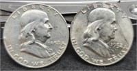 (2) Franklin Half Dollars: 1952 AU, 1952-D XF