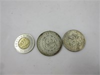 0.50$ cents américains et pesos en argent