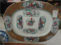 Large Victorian ironstone platter with Asian