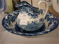 Blue and white Mintons ironstone Jug and basin