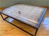 LARGE Framed Rustic Wood & Metal Coffee Table
