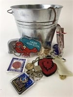 Vintage Collectibles Lot w/ Galvanized Bucket