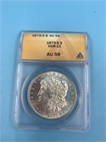 1879 S Morgan silver dollar AU58 by ANACS