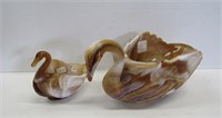 Imperial Glass Brown Slag Glass Swans
