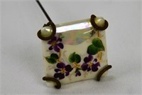 Square Hand-painted Porcelain Hatpin