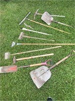 Lot of Miscellaneous Tools. Axe, Spade, Shovels,