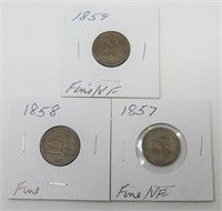 1857, 1858 & 1859 FLYING EAGLE INDIAN HEAD CENTS: