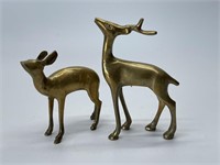 Two Vintage Brass Deer