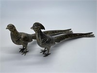 Two Vintage Metal Pheasants 14in L x 7in T