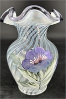 Fenton Hp Optic Swirl Lavender Crest Ruffle Vase