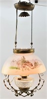 Antique Victorian Parlor Lamp, Painted, Electric