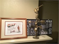 Golf decor, tin weathervane golfer