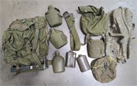 Assorted vintage military surplus equipment