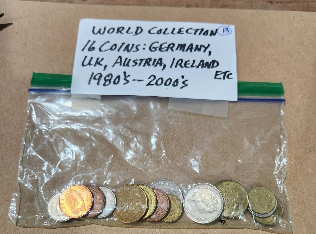 World collection, 16 coins: Germany, UK,