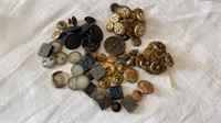 Group lot of vintage buttons , antique & military