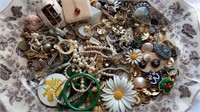 Tray lot of costume jewelry and more.  Earrings ,