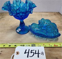 Fenton Pedestal Compote, Leaf Dish