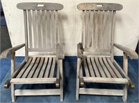 11 - LOT OF 2 WOOD PATIO / PORCH CHAIRS