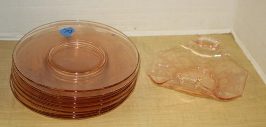 SELECTION OF PINK DEPRESSION GLASS