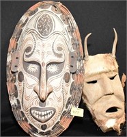 2 WOODEN MASK AFRICAN THEMED