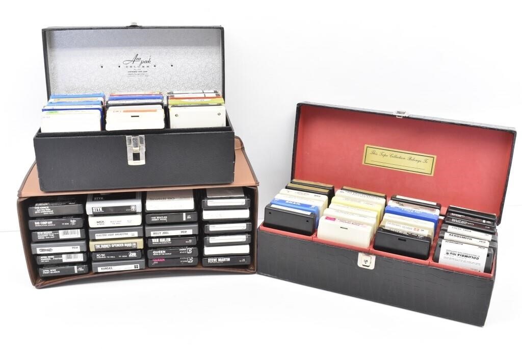 (60) Eight Track Tapes in 3 Cases