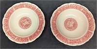 2 Syracuse Strawberry Hill Pink Large Rim Soup Bow