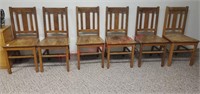 Set of 6 antique oak wood chairs.