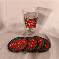 1920-1929 Coke Glasses with 4 Plastic 5¢ Coasters