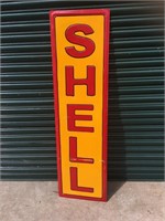 Shell embossed repro sign approx 5 x 1 1/2 ft