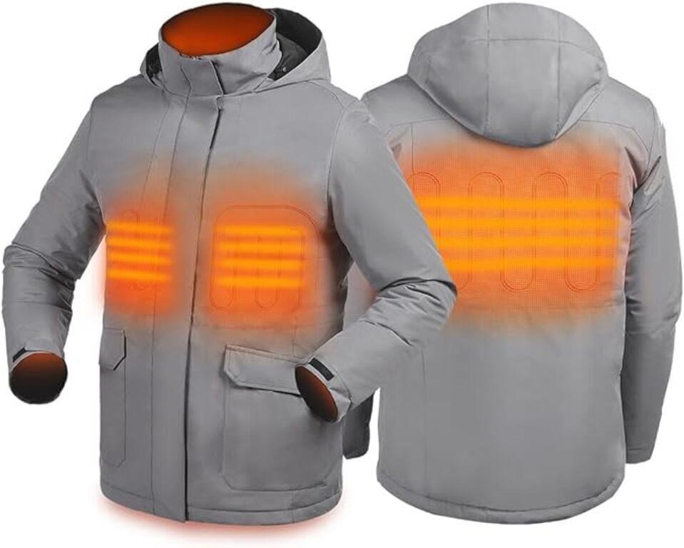 Men's Heated Hooded Jacket with Battery and