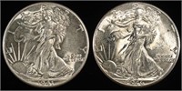 1941 & 1946-D WALKING LIBERTY HALF DOLLARS GEM BU