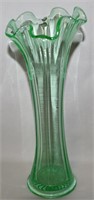 Antique Uranium Vaseline Glass Swung Vase 9 7/8"